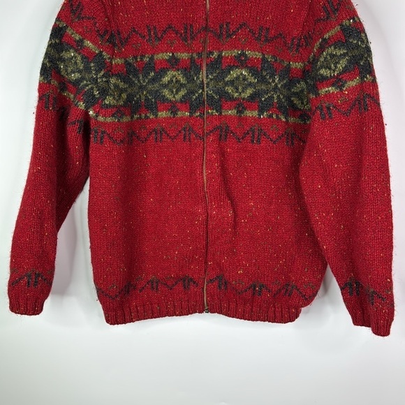 Vintage Eddie Bauer Wool Snowflake Full Zip Sweater Size XL - Picture 3 of 8